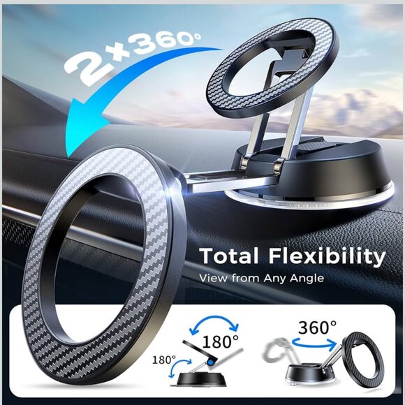 Car Phone Holder for MagSafe [78+LBS Ultra Grip | 2400gf Magnetic Power] 360° Fo - Picture 5 of 6